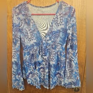 Floral Blue Women's Top